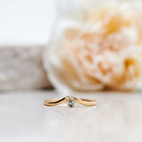 Finished: Lily Fallen Drop Ring with an Olive Green Sapphire Drop and Three Brilliant Diamonds