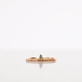 Lily Tiny Drop Ring with Olive Green Sapphire and Chocolate/Champagne Diamond Row