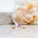 Finished: Lily Top Drop Sparkle Ring with a Hot Pink Sapphire Drop and Diamond Sparkle