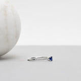 Finished: Low Set Not At All Sparkle Ring in White Gold with Dark Blue Sapphire and Diamonds TWVS