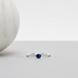 Finished: Low Set Not At All Sparkle Ring in White Gold with Dark Blue Sapphire and Diamonds TWVS