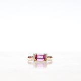 One-of-a-Kind Cluster Ring with an Emerald-Cut Hot Pink Sapphire, Diamonds TWVS and Lavender Sapphires