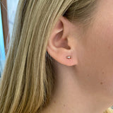 Finished: Tiny Brigitte Diamond Stud Earring with Light Pink Sapphires and Diamond TWVS