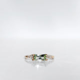One-Of-A-Kind Cluster Ring with a Radiant-Cut Light Green Sapphire and Brilliant Diamonds (Total 0.94 CT)