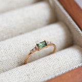 One-Of-A-Kind Cluster Ring with Green Sapphire and Brilliant Diamonds