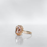 One-Of-A-Kind Morganite Halo Solitaire with Light Pink Morganite and Diamond Halo (Total 2.82 CT)