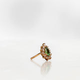 One-of-a-Kind Stud Earring with Green Tourmaline Drop and a Halo of Diamond Brilliants