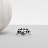 Finished: 24-Hour Auction! Solitaire Petite Sparkle Ring in White Gold with 1.63 CT White Topaz and Black Diamonds