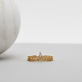 Finished: Lily Tiny Diamond Drop Ring with Yellow Sapphire Row and Diamond TWVS