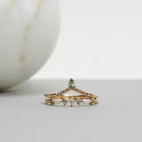 Finished: Hilda Ring with Olive Green Sapphires and Diamonds