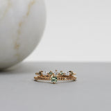 Finished: Hilda Ring with Olive Green Sapphires and Diamonds