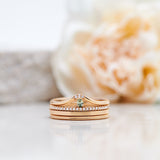 Finished: Lily Fallen Drop Ring with an Olive Green Sapphire Drop and Three Brilliant Diamonds