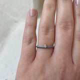 Finished: Lily Tiny Diamond Drop Ring in White Gold with Dark Blue Sapphire Row