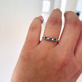 Finished: Brigitte Ring with Sea Blue Tourmalines and Diamonds