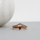 Not At All Tiny Diamond Ring with a Red Ruby